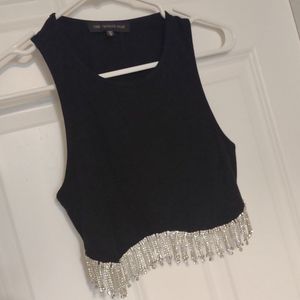 Black Rhinestone Croptop